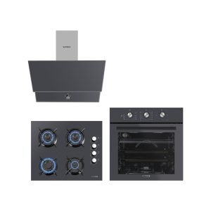Kumtel Dizayn Antrasit Ankastre Set (DA6-830 Davlumbaz - KO-40 TAHDF Ocak - B66-S2 Fırın)