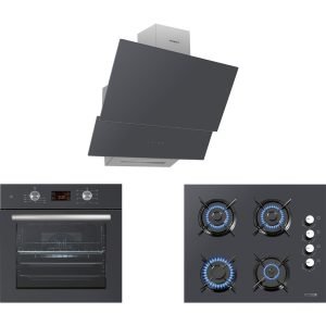 Kumtel Antrasit ( Gri ) Cam Digital / Dokunmatik Ankastre Set - 8 Prog