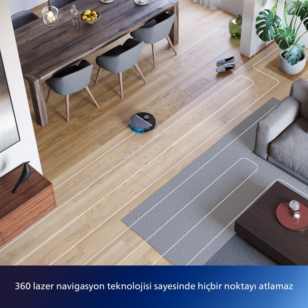 Philips 7000 Serisi 7000 Islak Kuru Robot Süpürge, 5000 PA,Titreşimli Mop,Sert Zemin ve Halıya Uygun, XU7000/01 - Görsel 3