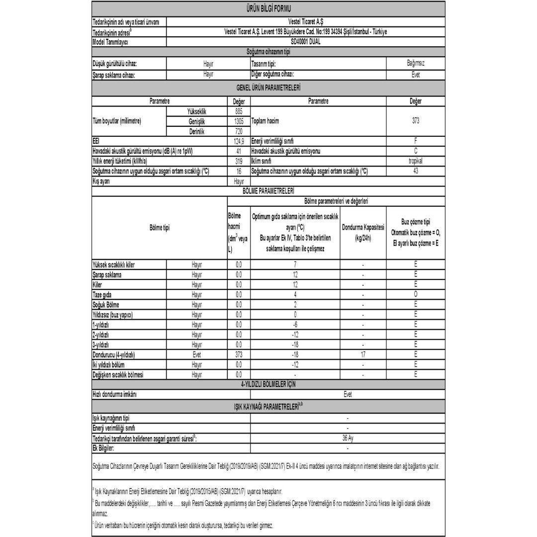 Vestel SD40001 DUAL Sandık Tipi Derin Dondurucu - Görsel 5