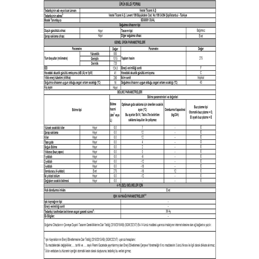 Vestel SD30001 DUAL Sandık Tipi Derin Dondurucu - Görsel 6