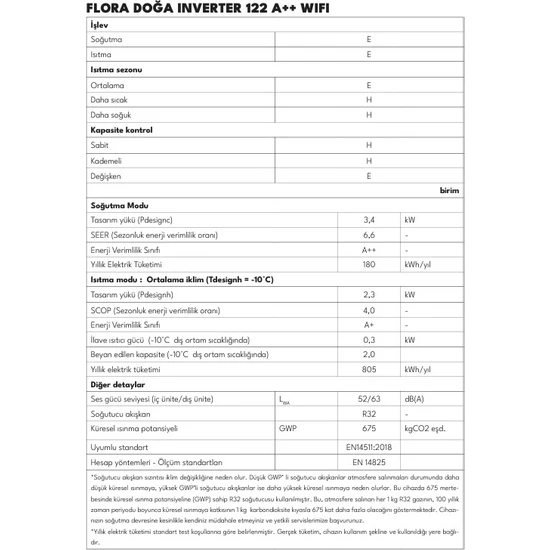 Vestel Flora Doğa Inverter 152 15000 BTU Wifi Klima - Görsel 6