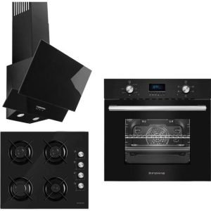 Femaş Siyah Inci 3'lü Ankastre Set ( 5002 Multifonksiyon Siyah Fırın + 3140 Ce Siyah Cam Ocak+ Fd 101 Yatay Siyah Cam Davlumbaz)